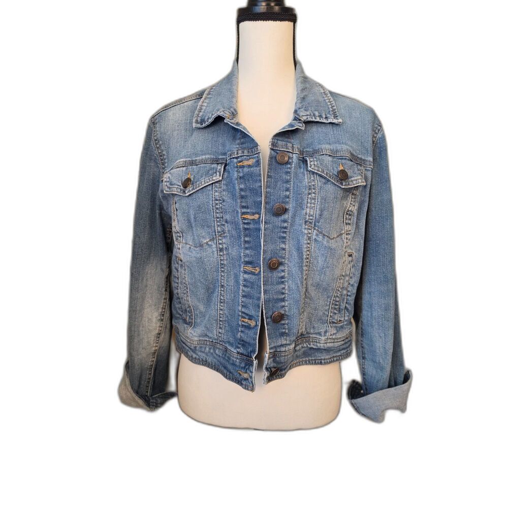 Mossimo Supply Co Denim Jacket Womens XXL Blue Stretch Jean Trucker Jacket